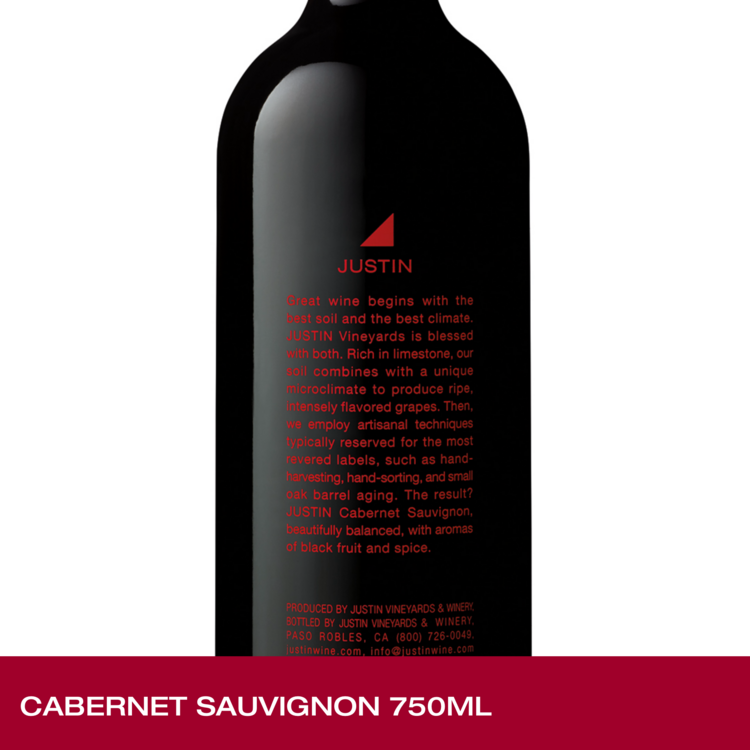 Justin Cabernet Sauvignon Paso Robles 2022 - 750ML - Back Label
