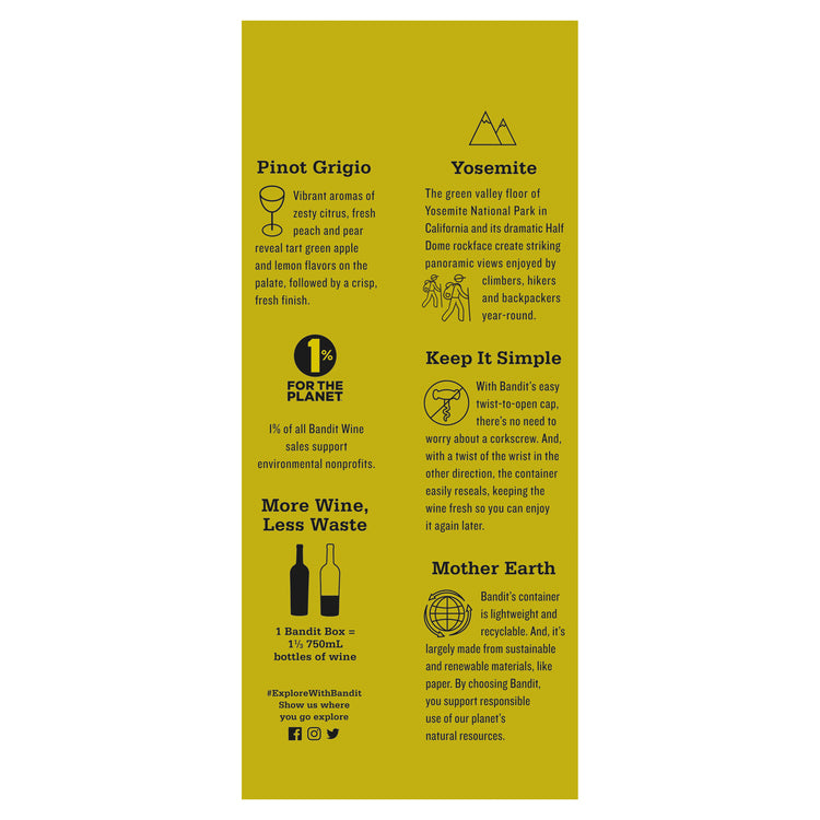 Bandit Pinot Grigio California - 1.0L - Back Label