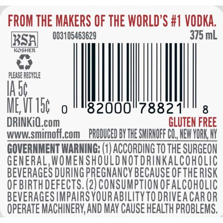Smirnoff Vanilla Flavored Vodka 70 - 375ML