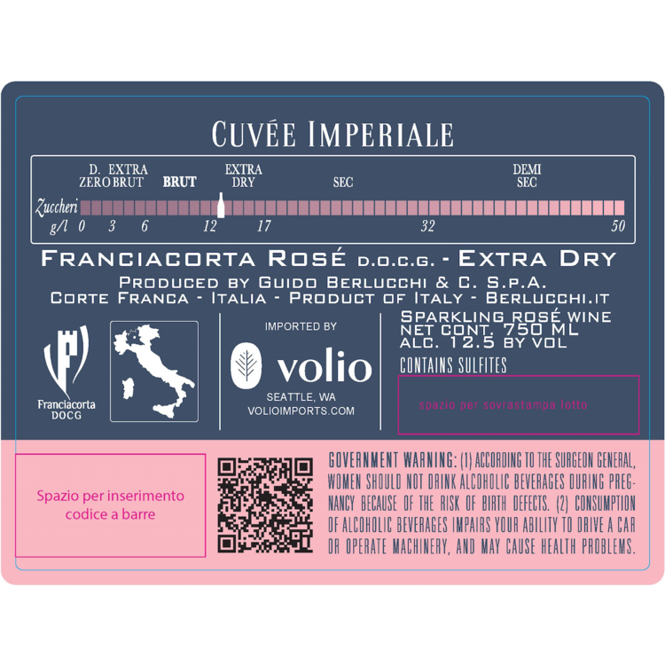 Berlucchi Franciacorta Cuvee Imperiale Max Rose - 750ML - Back Label