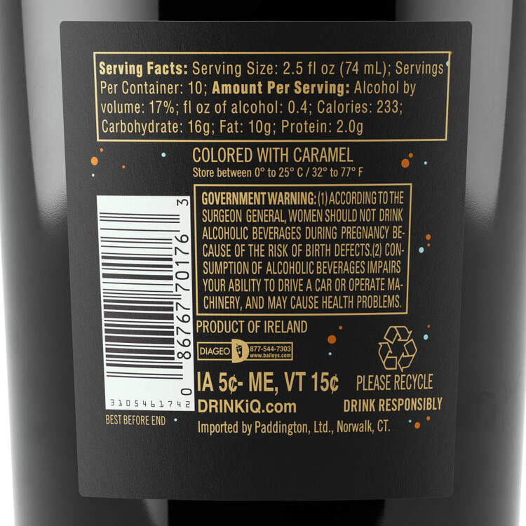 Baileys Cream Liqueur Salted Caramel 34 - 750ML - Back Label