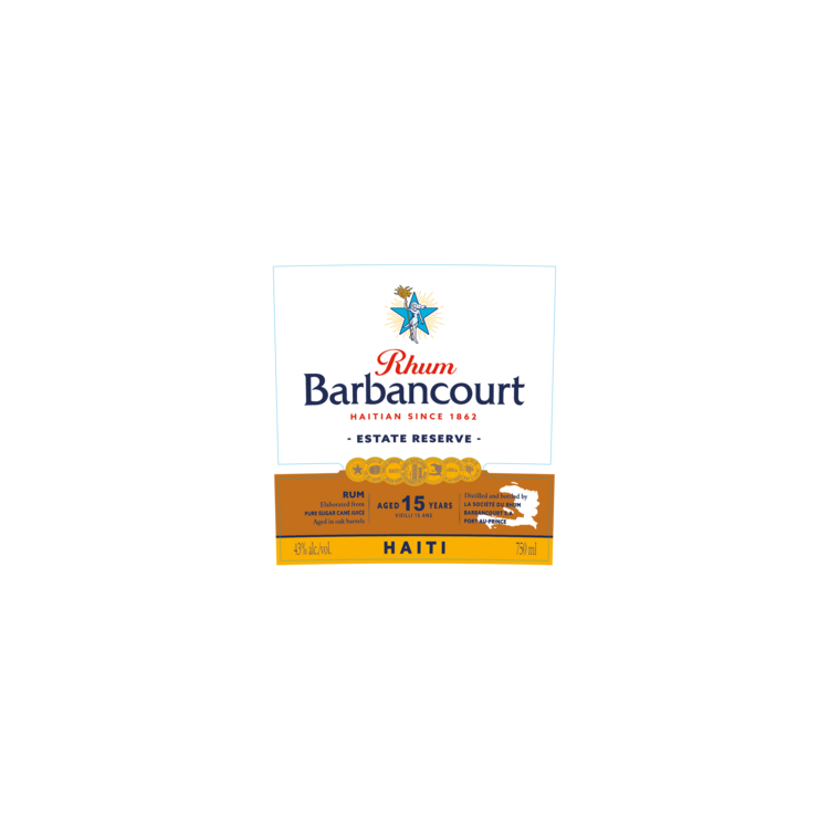 Rhum Barbancourt Aged Rum Estate Reserve 15 Yr 86 - 750ML - Front Label