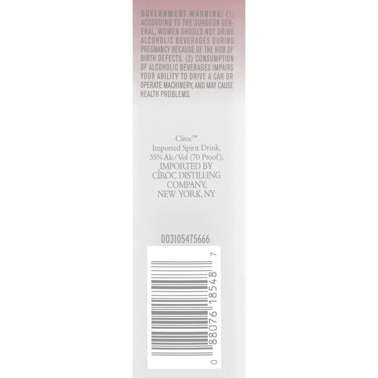 Ciroc Summer Watermelon Flavored Vodka Limited Edition 70 - 1.75L - Back Label