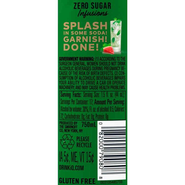 Smirnoff Watermelon & Mint Flavored Vodka Zero Sugar Infusions 60 - 750ML