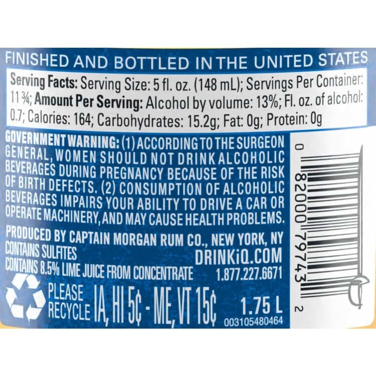 Captain Morgan Mai Tai Cocktail 26 - 1.75L - Back Label
