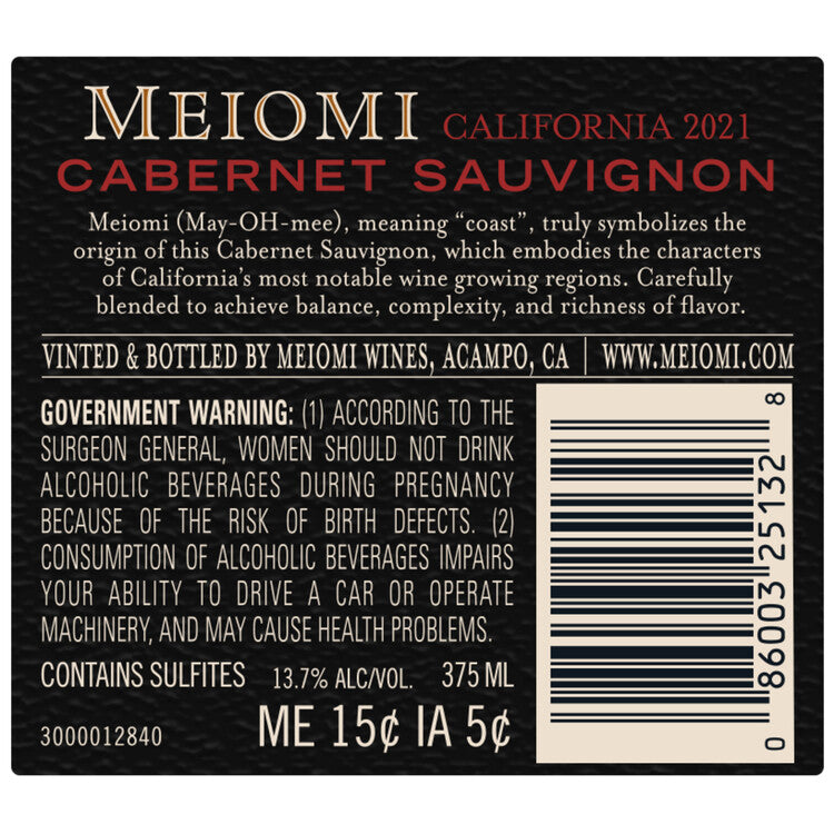 Meiomi Cabernet Sauvignon California - 375ML