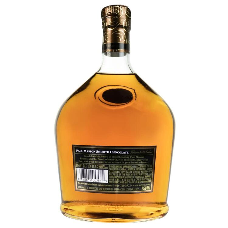 Paul Masson Smooth Chocolate Flavored Brandy Grande Amber 54 - 750ML - Back
