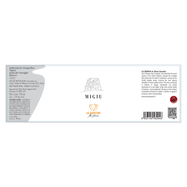 Le Anfore Vin Blanc Migiu Isola Dei Nuraghi 2022 - 750ML - Front Label