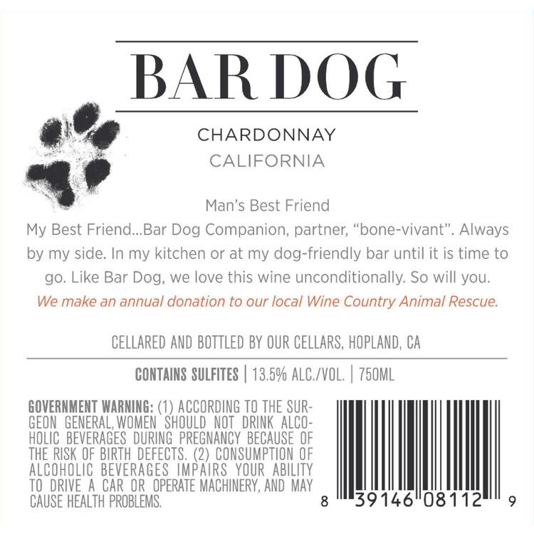 Bar Dog Chardonnay California 2022 - 750ML