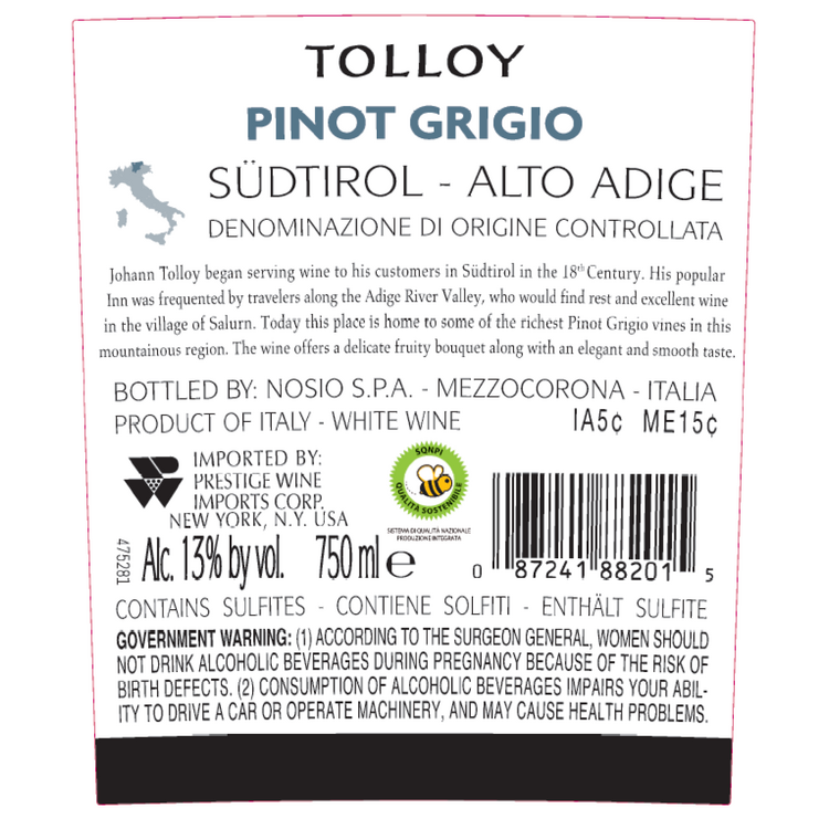 Tolloy Pinot Grigio Alto Adige 2023 - 750ML