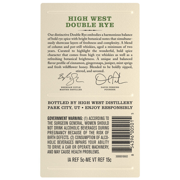 High West Rye Whiskey Double Rye! 92 - 375ML