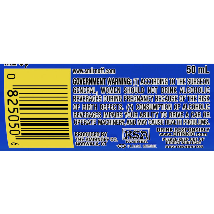 Smirnoff Berry Lemon Flavored Vodka Sours 60 - 50ML - Back Label