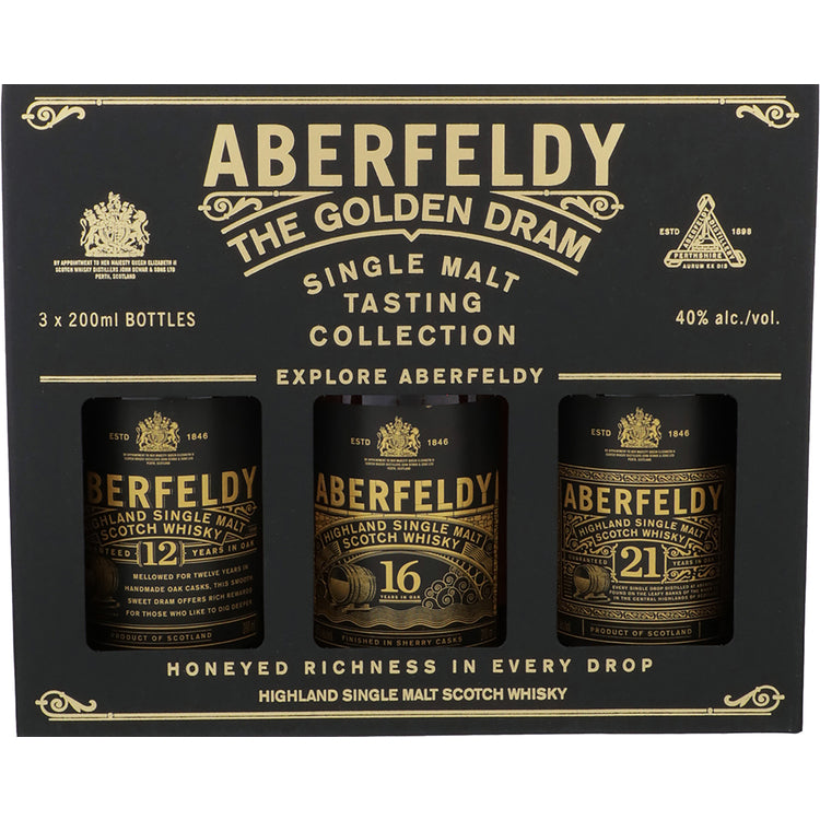 Aberfeldy Single Malt Scotch Combo 1 Each 12 Yr 80, 16 Yr 80 & 21 Yr 8 - 200ML