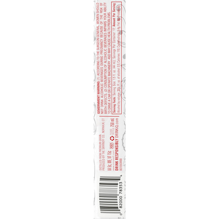 Smirnoff Spicy Tamarind Flavored Vodka 70 - 750ML - Back Label