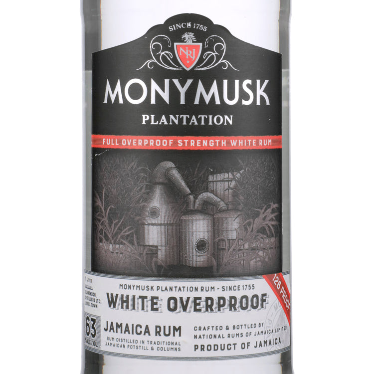 Monymusk Overproof Rum White Overproof 126 - 1.0L - Front Label