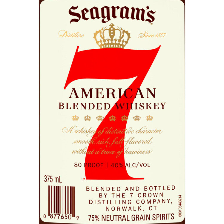 Seagram's Blended American Whiskey 7 Crown 80 - 375ML - Back Label