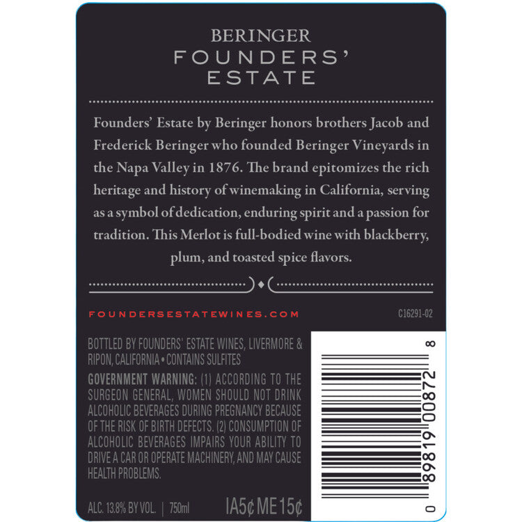 Beringer Founders' Estate Merlot California - 750ML