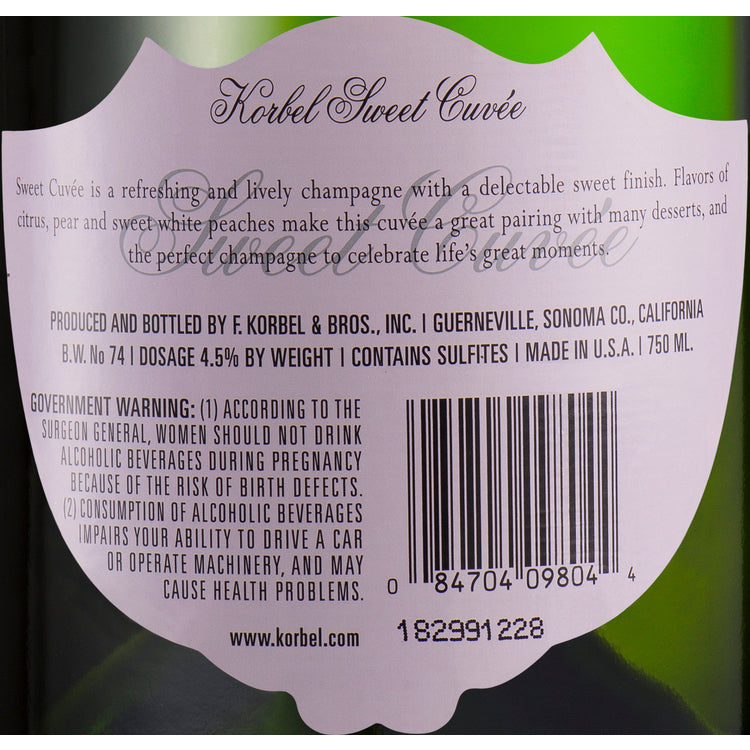 Korbel Sweet Cuvee Champagne California - 750ML