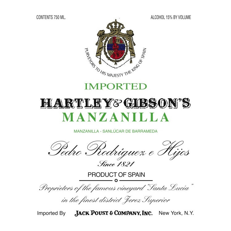 Hartley & Gibson Manzanilla Sanlucar De Barrameda - 750ML - Front Label