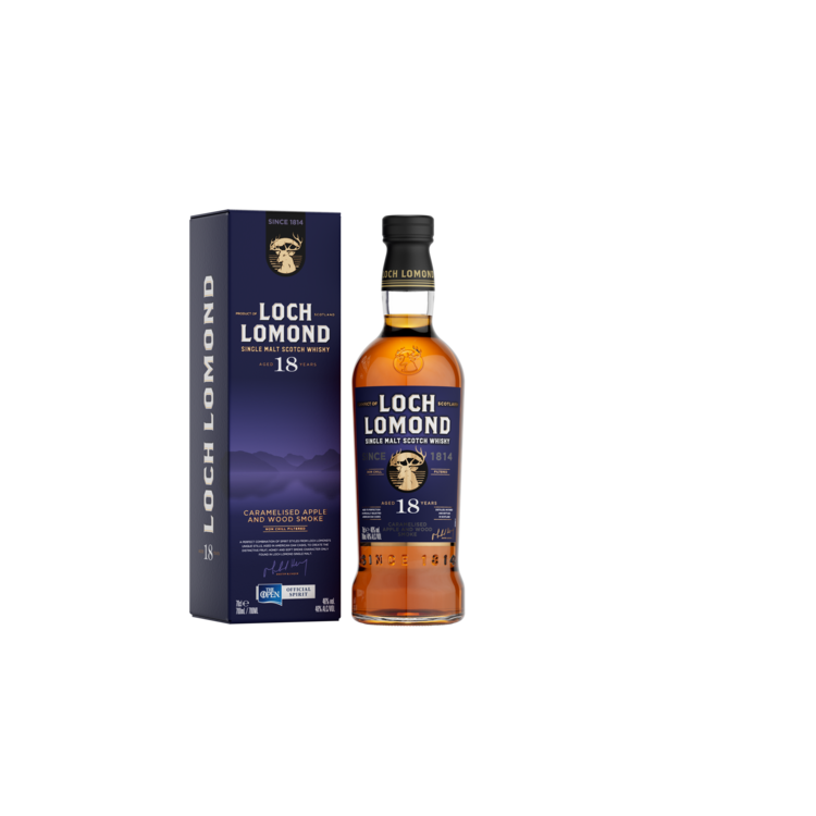 Loch Lomond Single Malt Scotch Caramelised Apple And Wood Smoke 18 Yr - 750ML - Front
