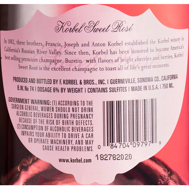 Korbel Sweet Rose Champagne California - 750ML