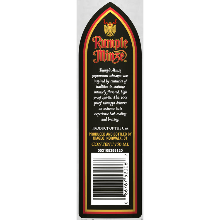 Rumple Minze Peppermint Schnapps 100 - 750ML - Back Label