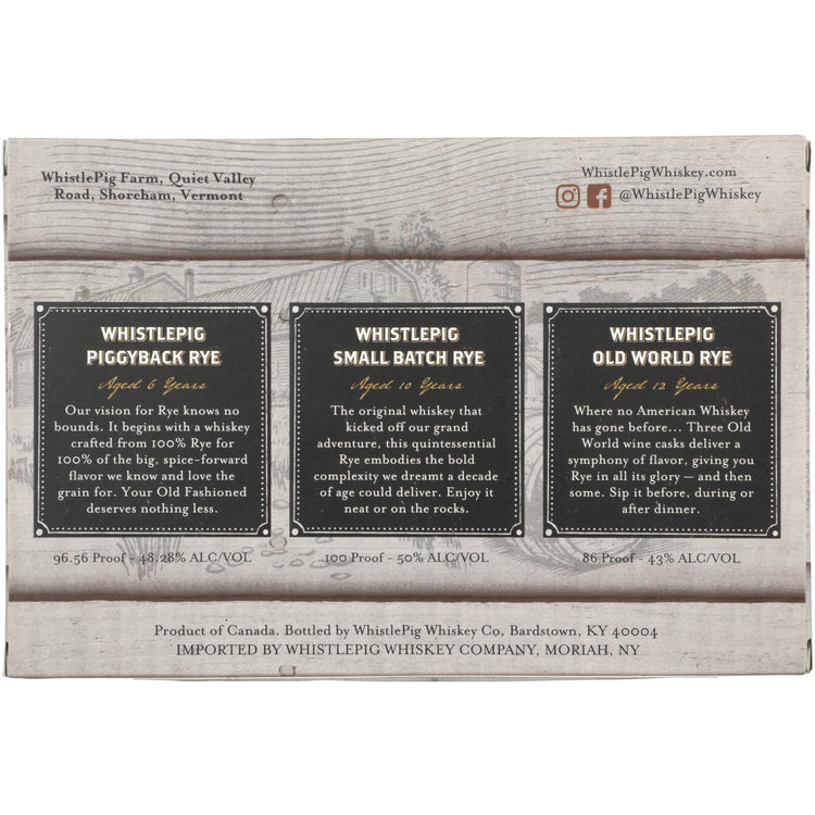 Whistlepig Rye Piglets 1 Each Old World 12 Yr 86, Whisky 10 Yr 100, Pi - 50ML