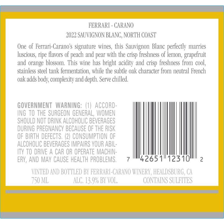 Ferrari Carano Fume Blanc North Coast 2024 - 750ML