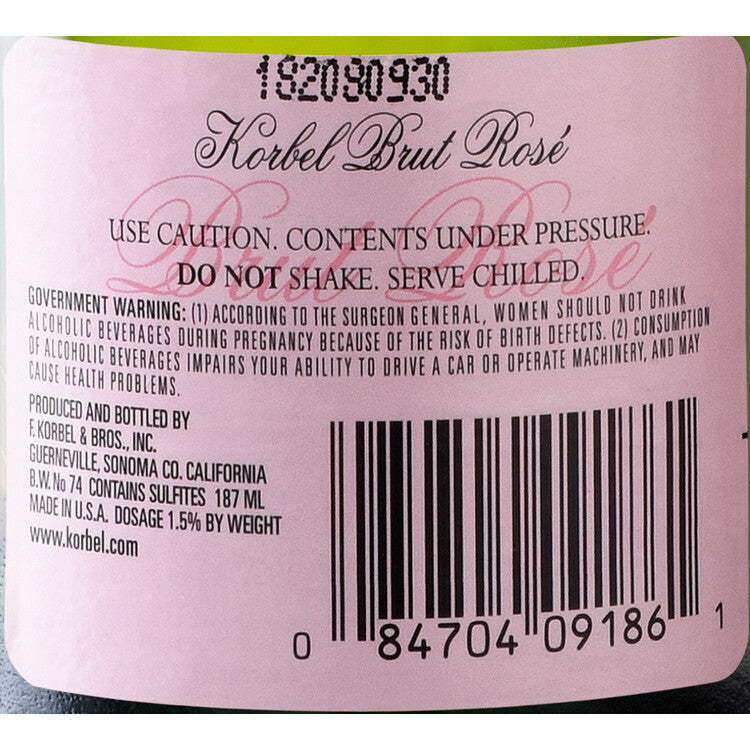 Korbel Brut Rose Champagne California - 187ML