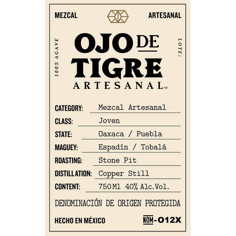 Ojo De Tigre Mezcal Artesanal Joven 80 - 750ML
