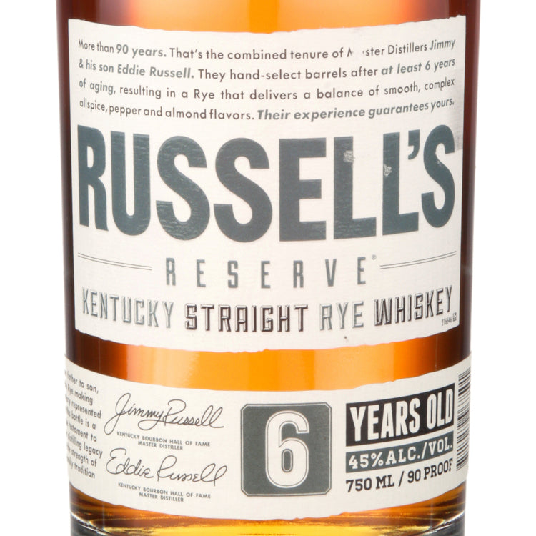 Russell'S Reserve Straight Rye Whiskey Small Batch 6 Yr 90 - 750ML