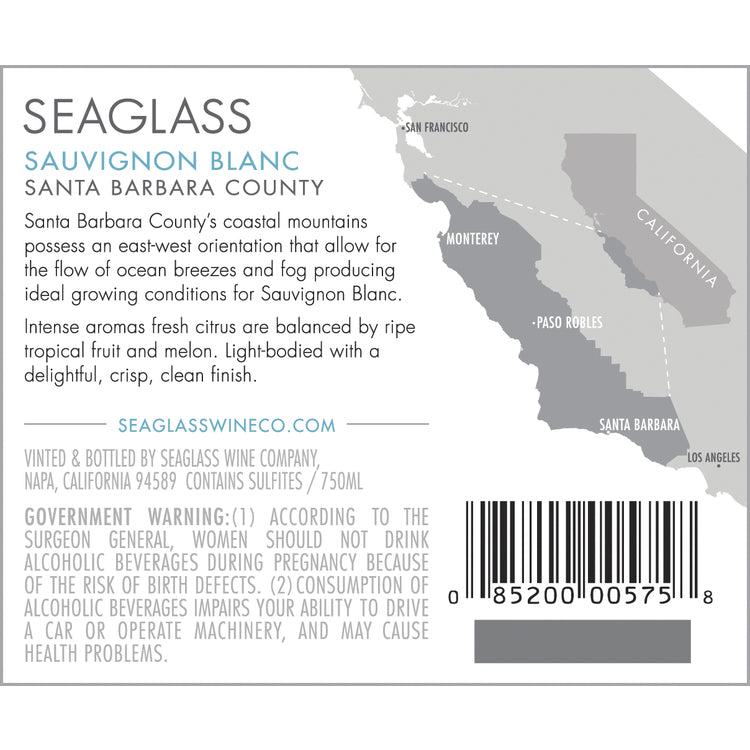 Seaglass Sauvignon Blanc Santa Barbara County - 750ML - Back Label