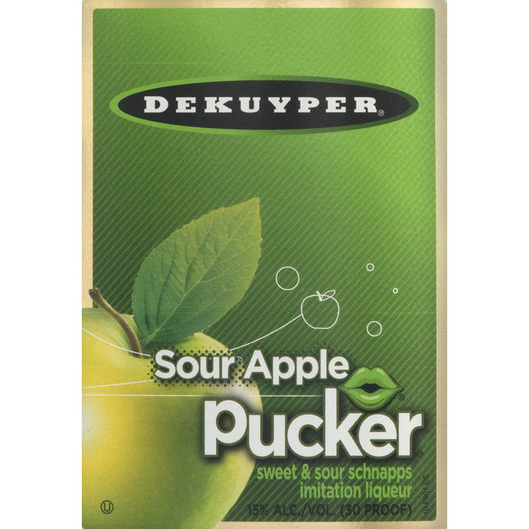 Dekuyper Sour Apple Schnapps Pucker 30 - 375ML - Front Label