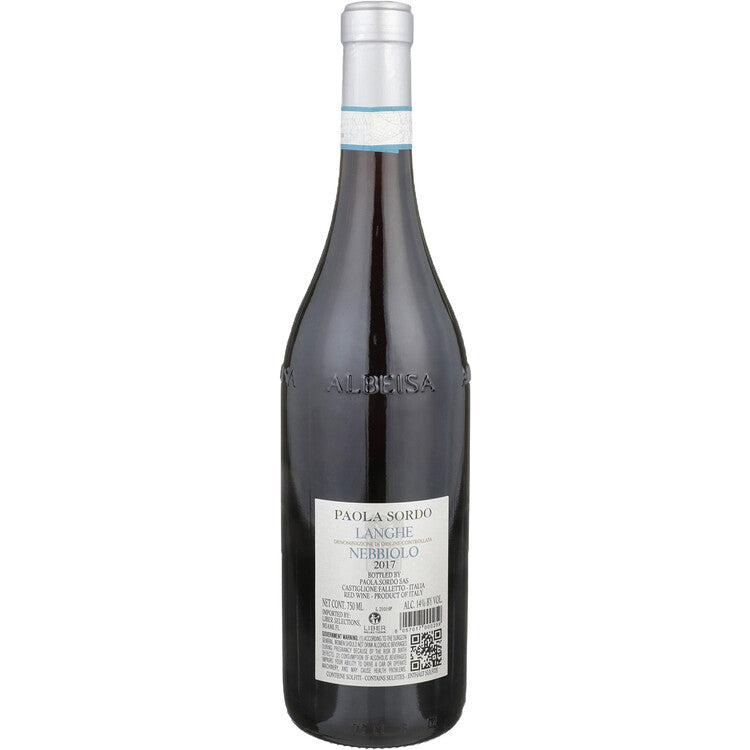 Paola Sordo Nebbiolo Langhe 2022 - 750ML - Back
