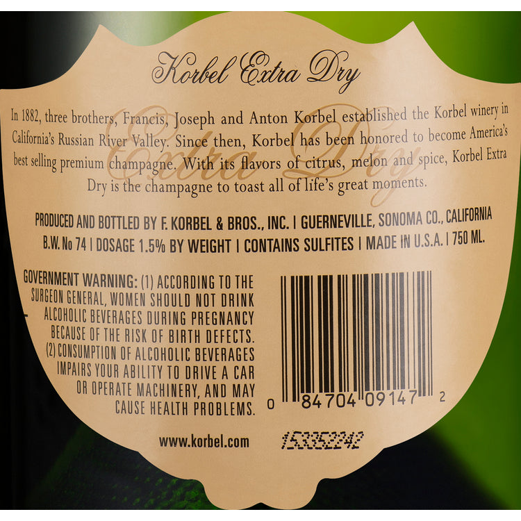 Korbel Extra Dry Champagne California - 750ML