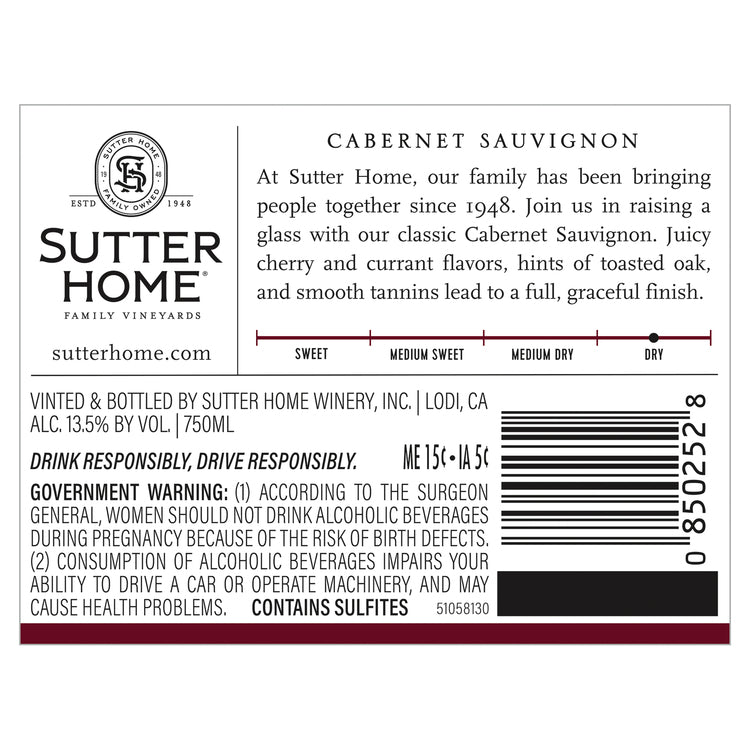 Sutter Home Cabernet Sauvignon California - 750ML