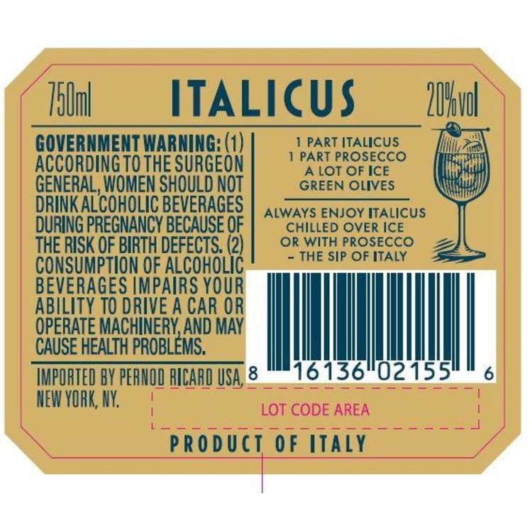 Italicus Rosolio Di Bergamotto Liqueur 40 - 750ML - Back Label