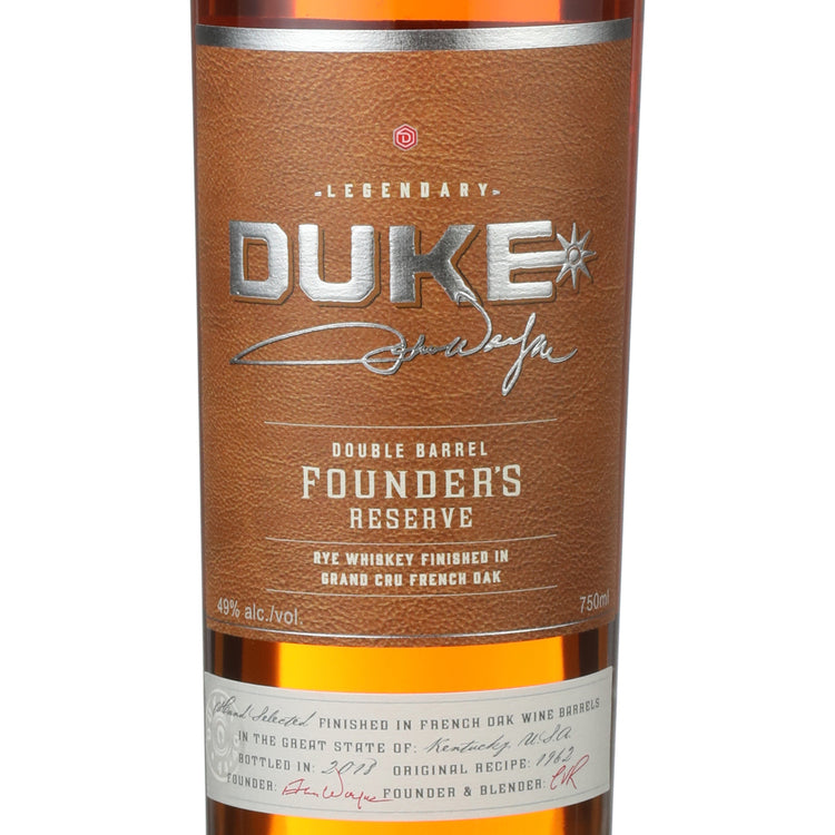 Duke Rye Whiskey Double Barrel Founder's Reserve 98 - 750ML - Front Label