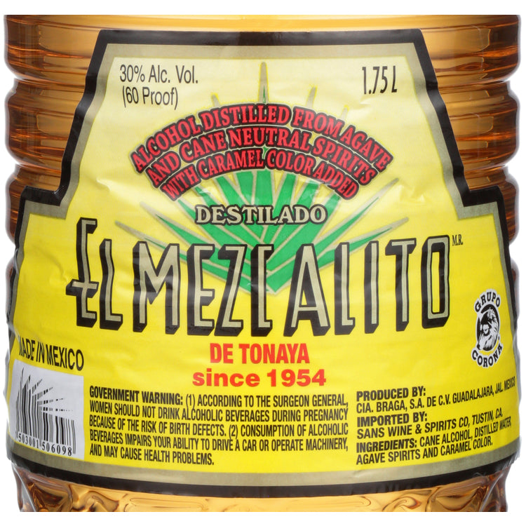 El Mezcalito Agave & Cane Neutral Spirits Gold 60 - 1.75L - Front Label