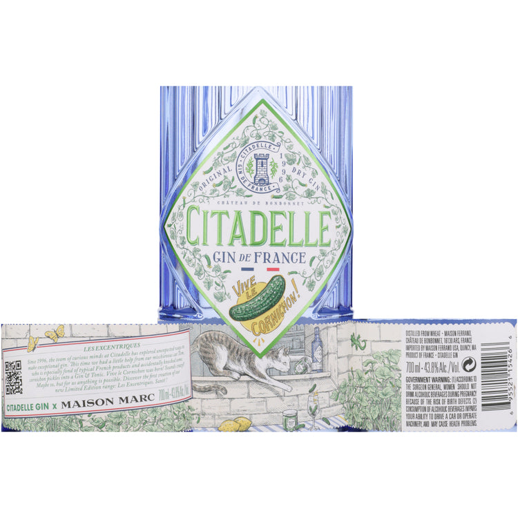Citadelle Dry Gin Vive Le Cornichon 87.6 - 700ML - Front Label