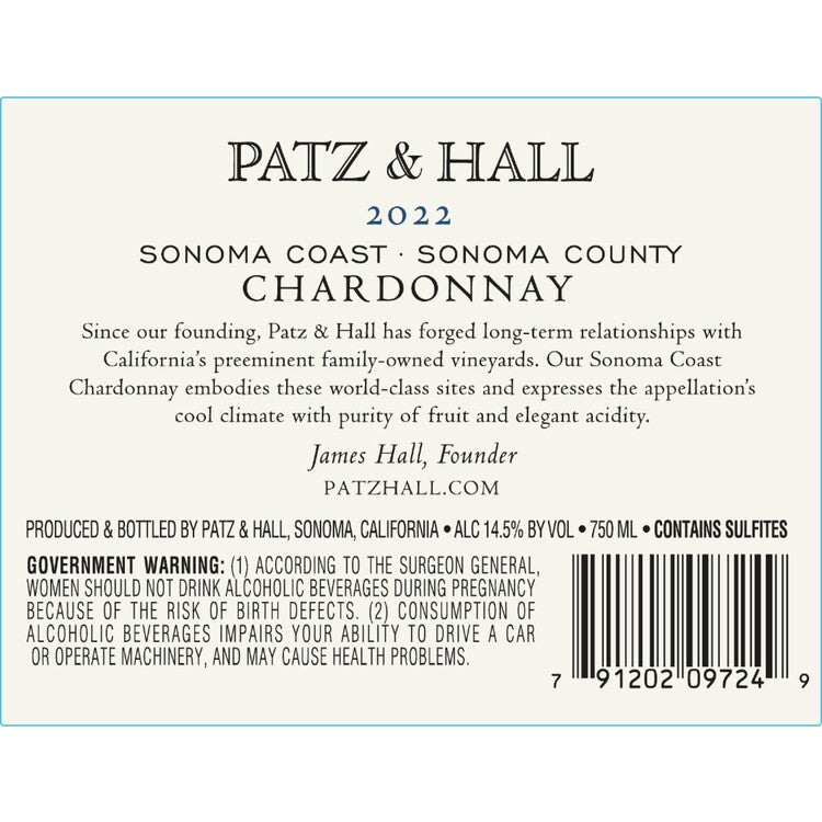 Patz & Hall Chardonnay Sonoma Coast 2022 - 750ML