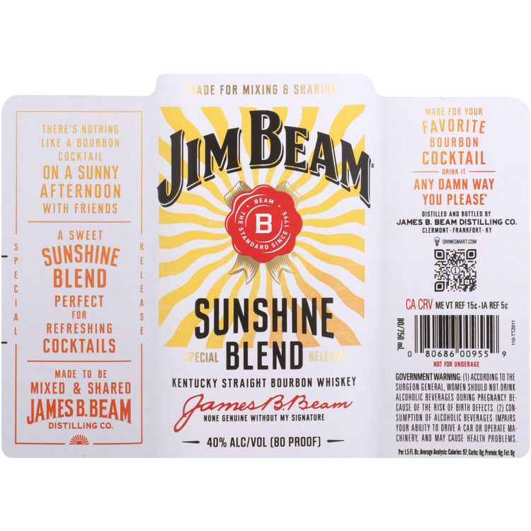Jim Beam Straight Bourbon Sunshine Blend Special Release 80 - 750ML