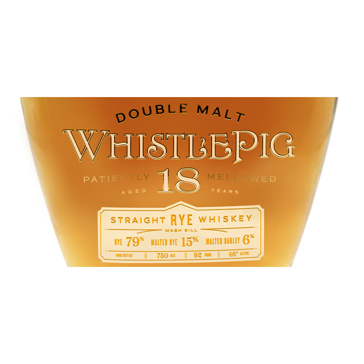 Whistlepig Straight Rye Whiskey Double Malt 18 Yr 92 - 750ML - Front Label