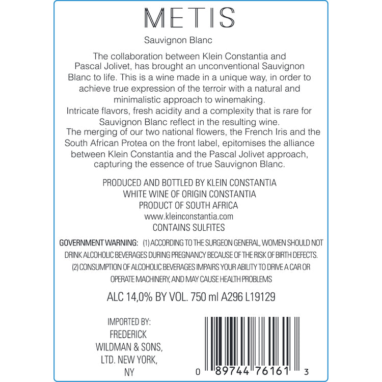 Metis Sauvignon Blanc Constantia 2022 - 750ML