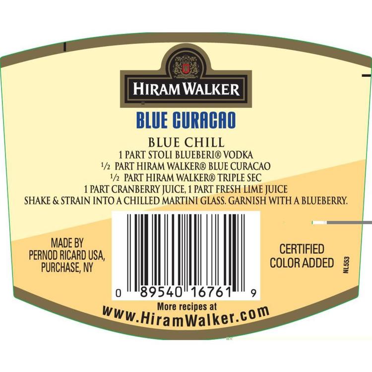 Hiram Walker Curacao Blue 30 - 750ML - Back Label
