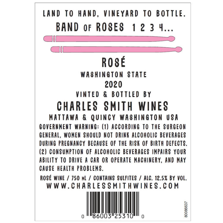 Charles Smith Wines Rose Wine Band Of Roses Washington 2020 - 750ML
