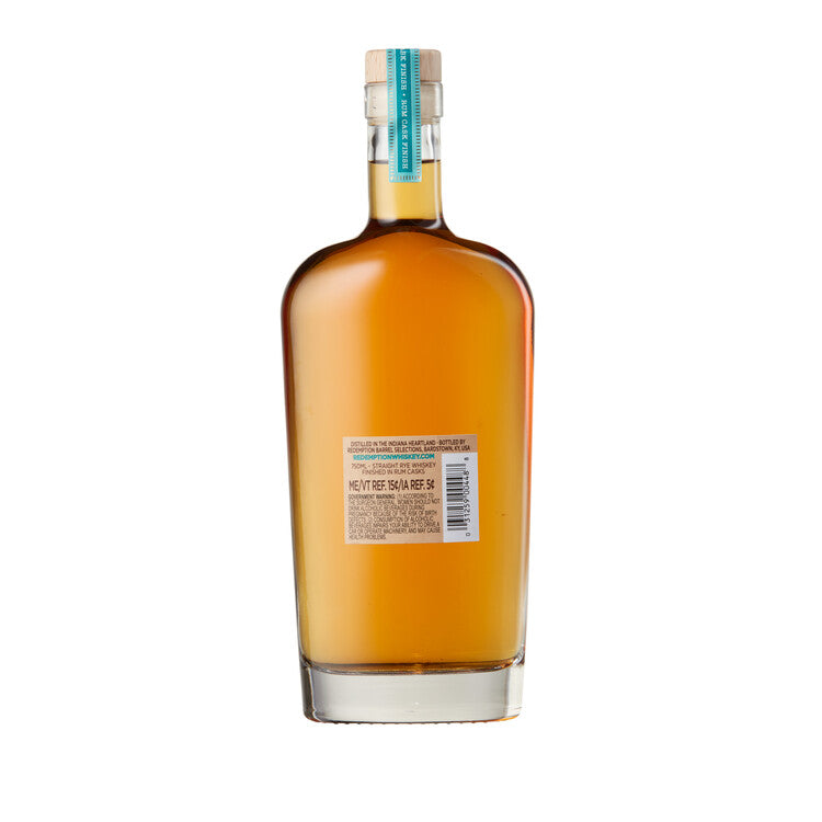 Redemption Straight Rye Whiskey Rum Cask Finish Batch No 1 94 - 750ML - Back Label