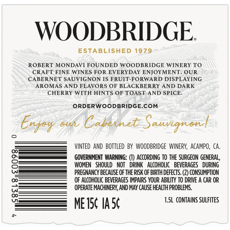 Woodbridge Cabernet Sauvignon California - 1.5L - Back Label