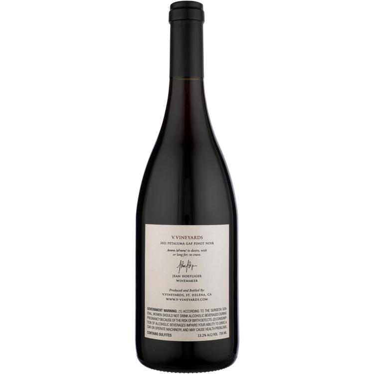 V. Vineyards Pinot Noir Avere Sonoma Stage Vineyard Sonoma Coast 2021 - 750ML