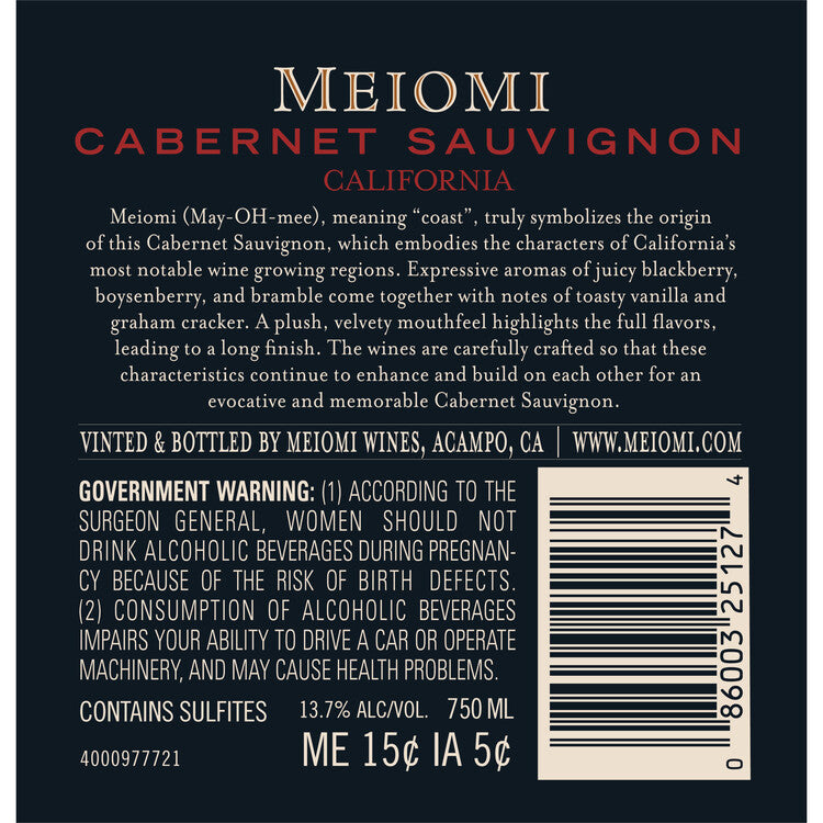 Meiomi Cabernet Sauvignon California - 750ML
